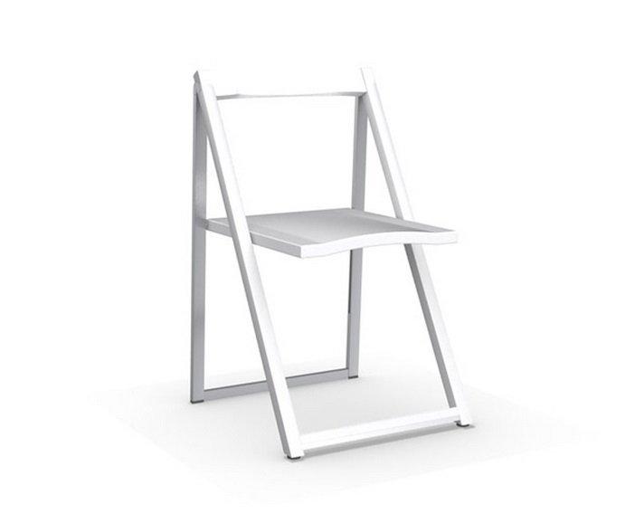 Chaise pliante Skip blanche - aluminium satiné - design italien - ultra plate pour gain de place_0