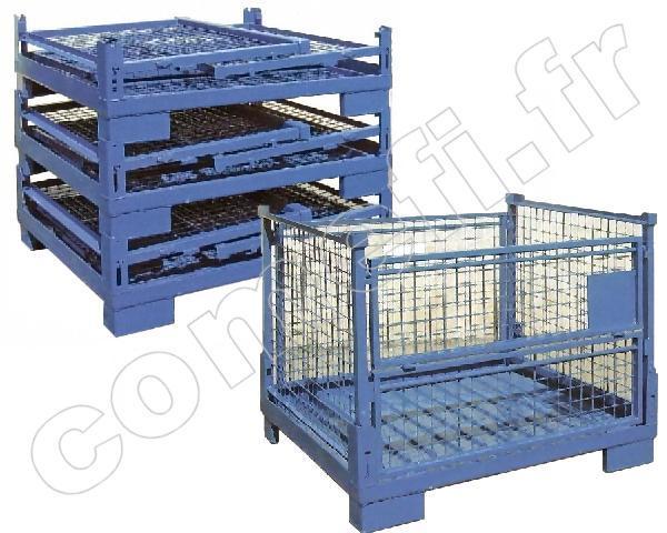 CGR160 - CONT GRILLAGÉ REPLIABLE 1000KG / PIEDS / PORTILLON