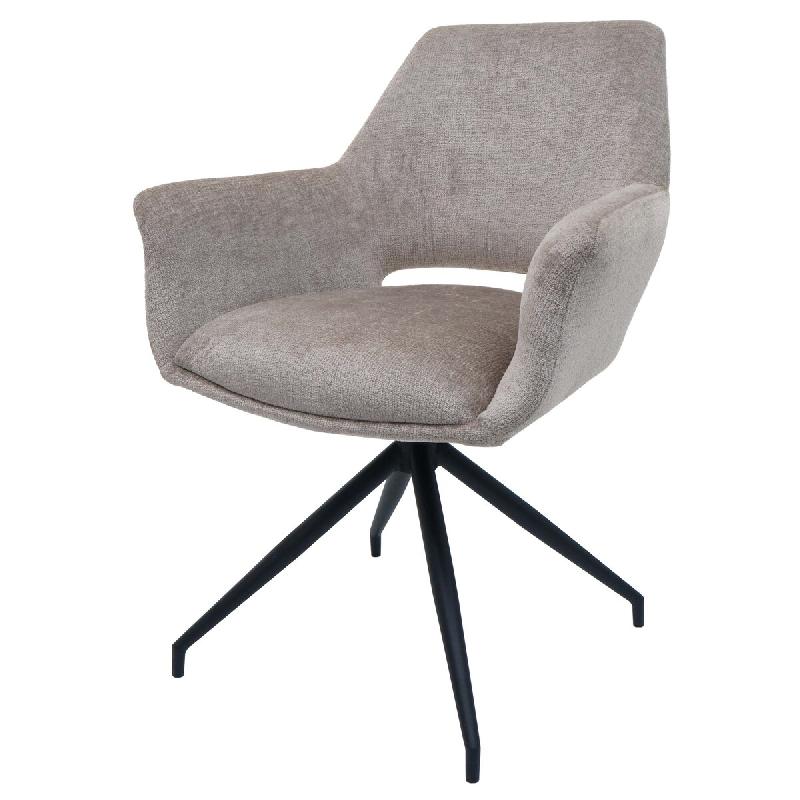Décoshop26 - Chaise de salle à manger x1 rembourrée avec accoudoir rotatif en tissu taupe et métal 04_0006348 - métal 3000261721161_0
