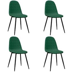 Décoshop26 - Set de 4 chaises de salle à manger design moderne coutures losange en tissu vert foncé et métal DEC025658 - 3000255375936_0