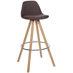 Décoshop26 - Tabouret de bar chaise haute x1 repose-pieds style scandinave en tissu marron structure en bois clair rond 10_0004634 - marron 300025220_0