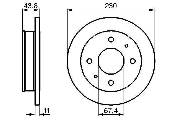 Disque de frein Bosch 0986478727 - boîte de 2 disques - avant - disque plein - 4 trous_0