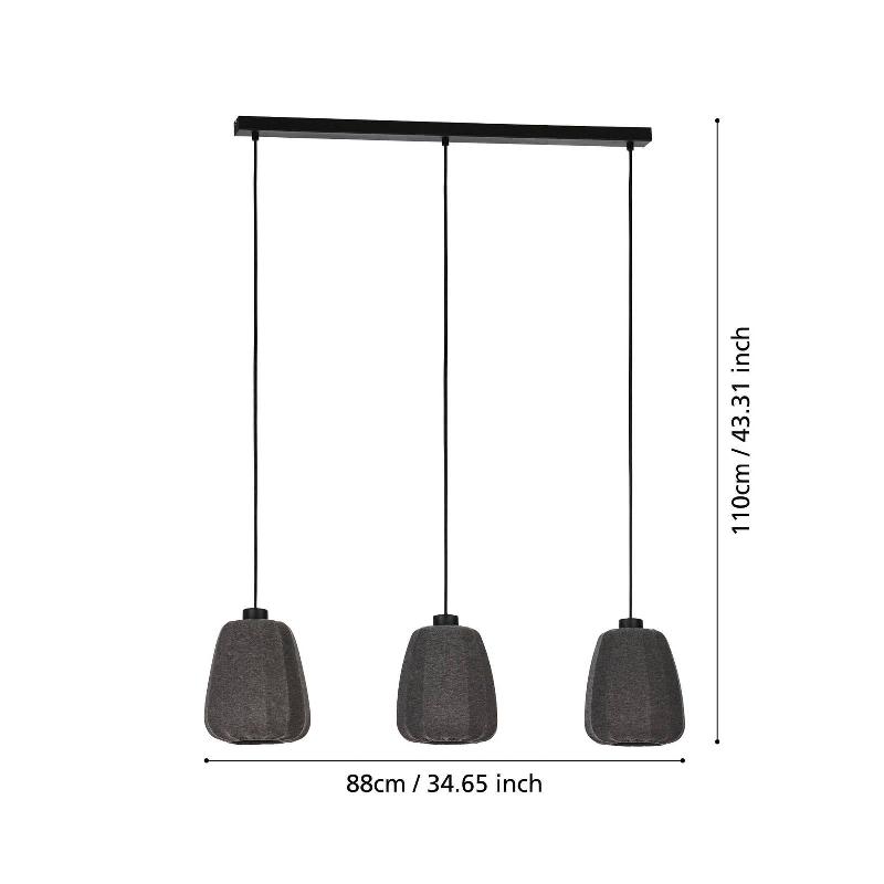 EGLO SUSPENSION BARLASTON, ABAT-JOUR TISSU À 3 LAMPES