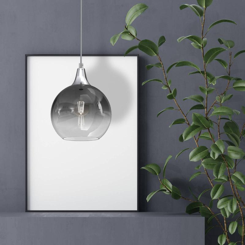 EKO-LIGHT SUSPENSION MONTE EN VERRE, À 1 LAMPE, ARGENTÉE