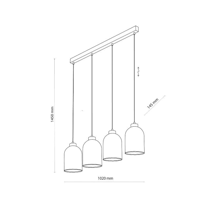TK LIGHTING SUSPENSION EN VERRE SATIPO, 4 LAMPES, TRANSPARENTE