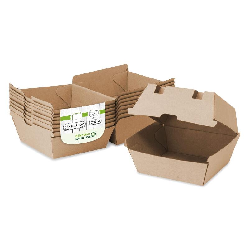 Greenbox Boîte à burger en carton kraft brun 13 x 14 x 8 cm (carton de 250 pièces) - beige en carton DFC04285_0