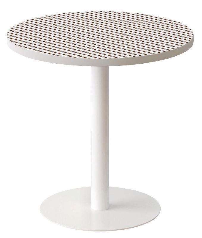 GUÉRIDON EASY OFFICE BAS PIED MÉTAL Ø 60 CM PLATEAU DÉCOR BRUN - MANUTAN COLLECTIVITÉS