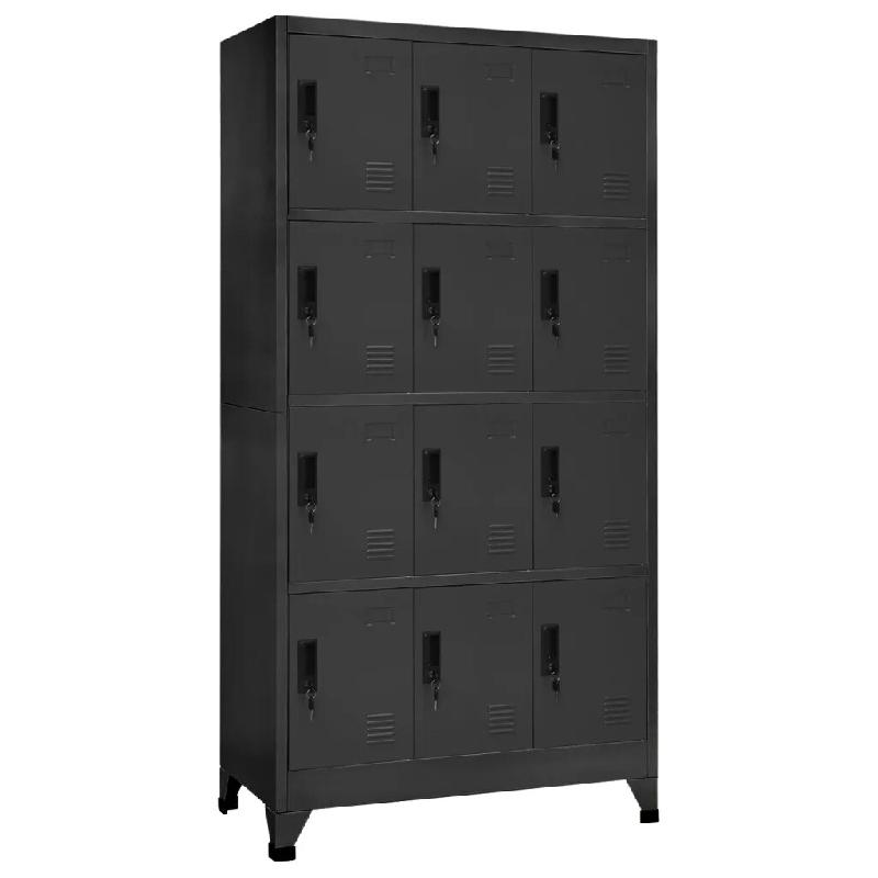 Helloshop26 - Armoire à casiers moderne pour bureau 90 x 45 x 180 cm avec 12 portes verrouillables en acier anthracite 02_0047026 - acier 30002345547_0