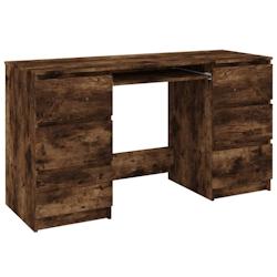 Helloshop26 - Bureau table poste de travail meuble d'ordinateur informatique étude chêne fumé 140 x 50 x 77 cm bois d'ingénierie 02_0023586 - 3000_0