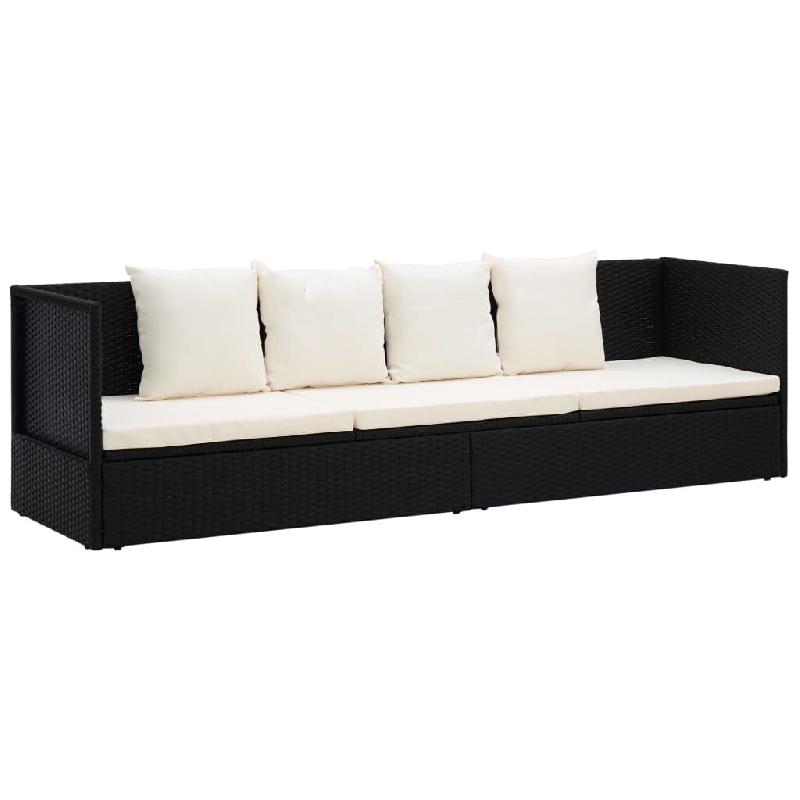 Helloshop26 - Canapé chaise longue transat avec coussin et oreillers résine tressée noir 02_0012001 - noir acier 3000659047767_0
