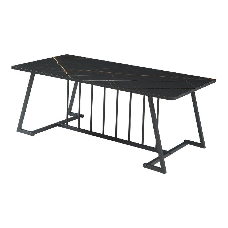 Helloshop26 - Table basse console d'appoint acier aspect marbre noir 03_0010822 - 3000225426736_0