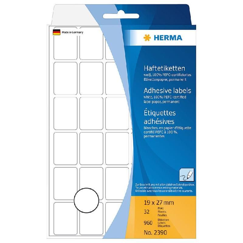 HERMA ETIQUETTES UNIVERSELLES HERMA - COLORIS : BLANC -  19 X 27 - ETUI DE 960 ÉTIQUETTES