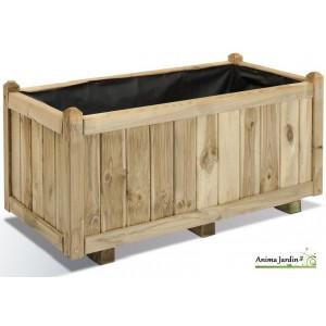 Jardinière bois Vendôme 92 cm - pour plantes, fleurs et arbustes - 113L - pin traité autoclave FSC_0