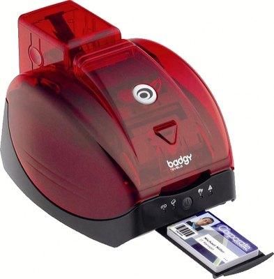 L'IMPRIMANTE BADGY + PACK DE 200 CARTES BLANCHES FINES EN PLASTIQUE + PACK DE 2 RUBANS COULEUR