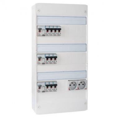 TABLEAU ÉLECTRIQUE PRÉ-ÉQUIPÉ AUTO 3 RANGÉES 3ID 40A 10 DISJONCTEURS ASSEMBLÉ PAR 123ELEC AVEC COMPOSANTS LEGRAND