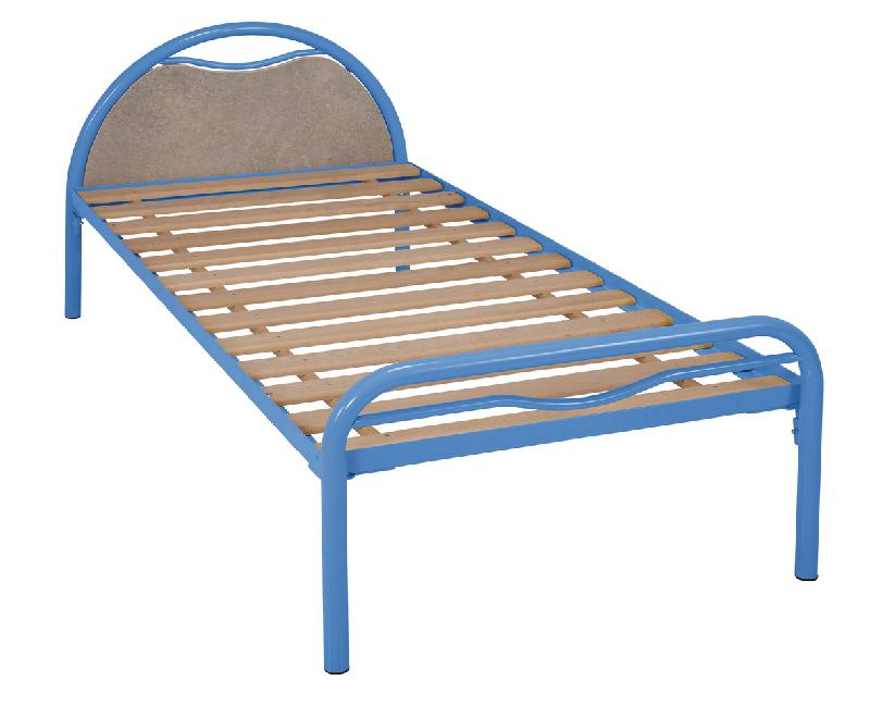 LIT TÊTE MÉTAL/PANNEAU BÉTON ALBA SOMMIER LATTE 90X200CM COLORIS RAL 5015 BLEU - MANUTAN COLLECTIVITÉS