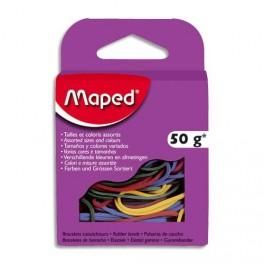 MAPED BOITE D'ÉLASTIQUES 50G COLORIS ASSORTIS, 55X1.3MM