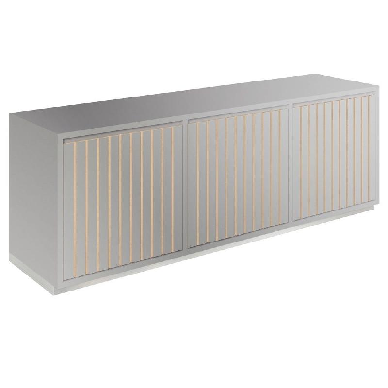 Meuble Vertigo T03 6 tiroirs à l'anglaise MDF naturel et gris alu 180x47x60 cm_0