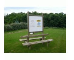 Panneau d'affichage en bois avec bancs - essence PIN nord FILANDE - surfaces 0.96x0.96m ou 1.30x1.30m_0