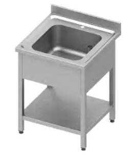 Plonge adossée avec 1 bac à droite avec étagère 700x600x900 mm à mo... - P934456070_0