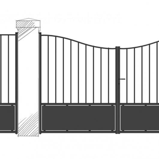 Portail - Portillon incurvé Bali avec soubassement en tôle, livré avec accessoires_0