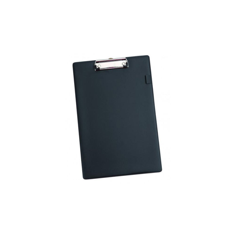 PORTE BLOC ALBA EN PLASTIQUE NOIR A PINCE METALLIQUE - FORMAT 21 X 29,7 CM