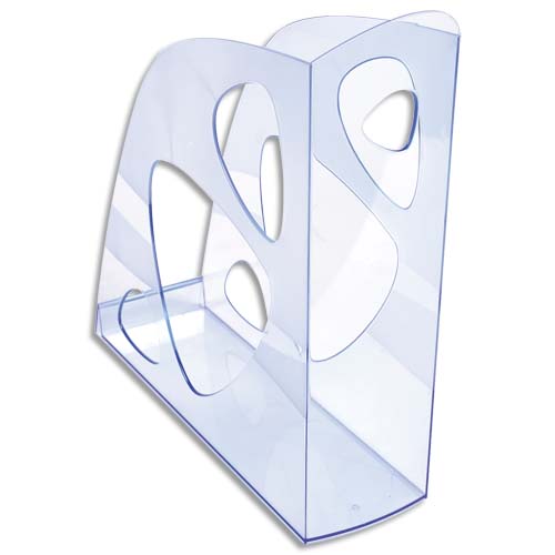 PORTE-REVUES ECO EN POLYSTYRÈNE, BLEU TRANSLUCIDE - DOS 7,7 CM, H25,7 X P24,8 CM - LOT DE 7