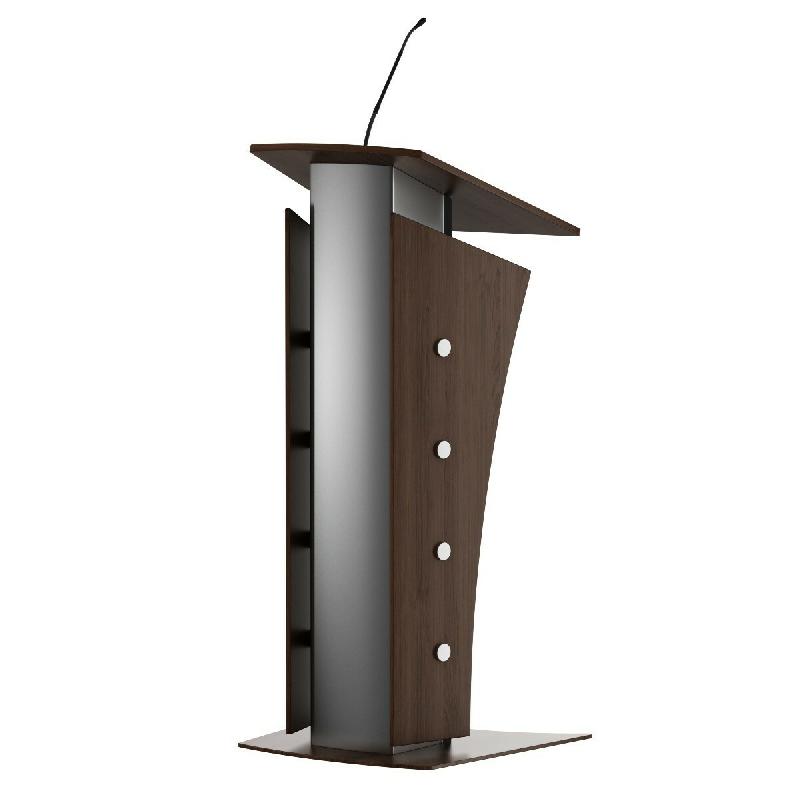Pupitre métal/bois Armagosa - couleur noyer - Bravour® - design robuste et préparation pour câblage_0