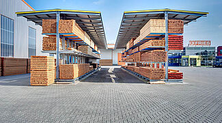 Rayonnage cantilever avec toiture pour stockage extérieur des produits longs - ohra_1