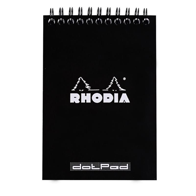 RHODIA Lot de 5 Notepad Classic noir 105x148 / A6, 160p./80 feuilles microperforées 80 g/m² reliure intégrale, dot grid - 3037921350393_0