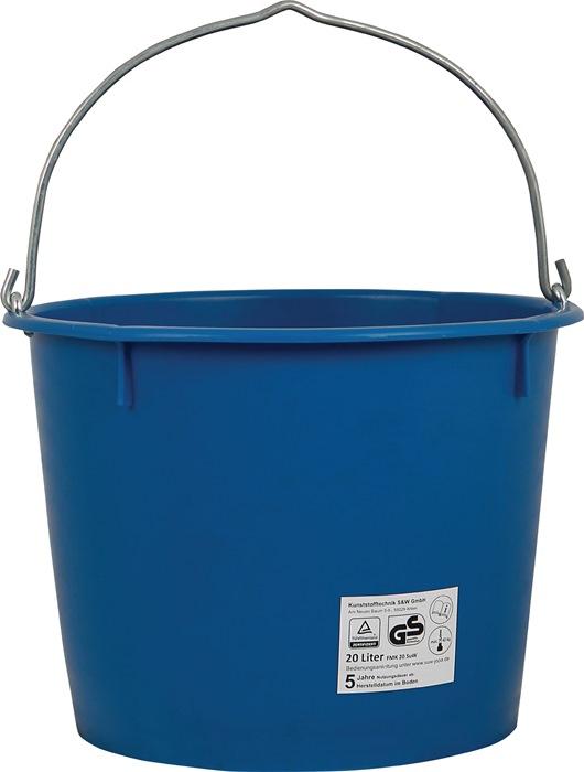Seau de chantier 20 L - plastique spécial bleu avec anse galvanisée et échelle en litres - résistant au gel_0
