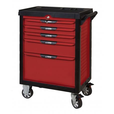 Servante PEARLline rouge 5 tiroirs équipée de 158 outils - KS Tools | 809.5158_0