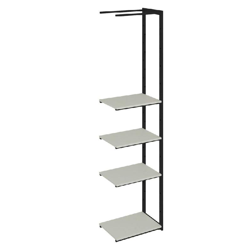 Suite structure Cage noir 58x40x240cm 4 tablettes blanc mat_0