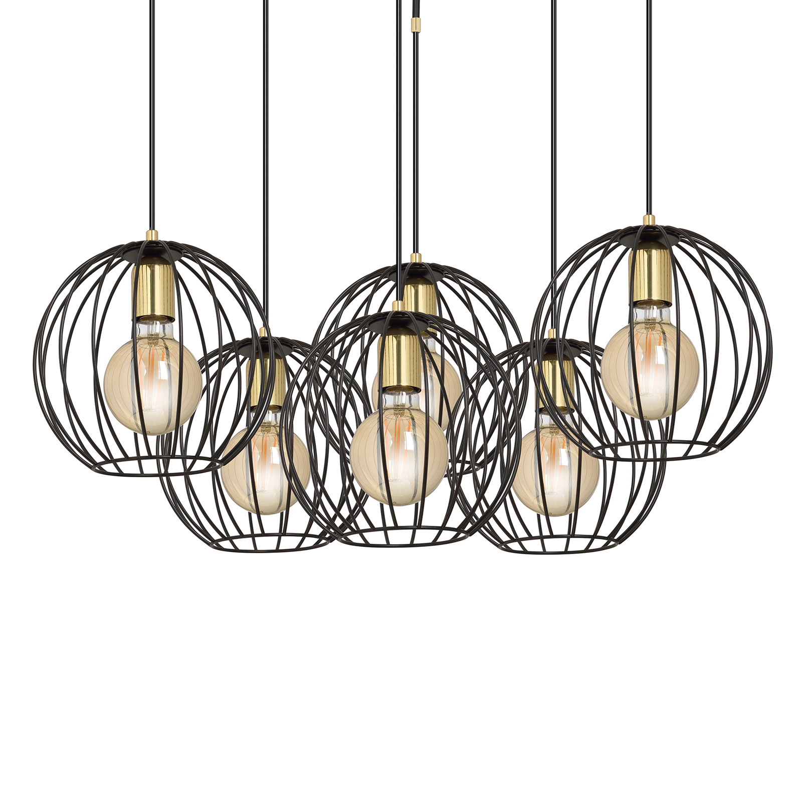 EMIBIG LIGHTING SUSPENSION ALBIO 6 AVEC ABAT-JOUR CAGES, NOIRE