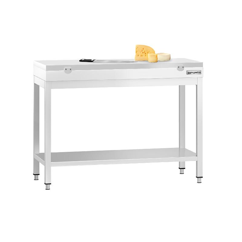 Table inox de découpe avec plan blanc - Profondeur 700 mm | Ggm -_0