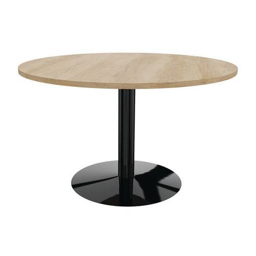 TABLE RÉUNION PIED CENTRAL MÉTAL Ø 120 CM CHÊNE VIEILLI/NOIR - BURONOMIC