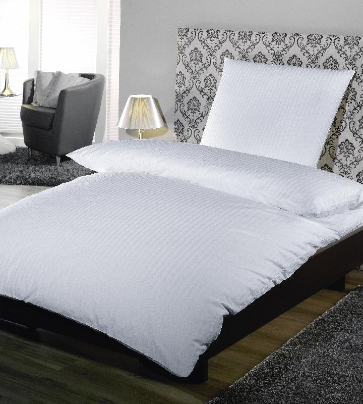 TAIE D'OREILLER, SATIN À FINES RAYURES 10 MM - 70 X 50 CM + 18 CM HV