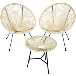 Tectake Ensemble table et chaises de jardin Santana - beige - 404413 - beige plastique 404413_0