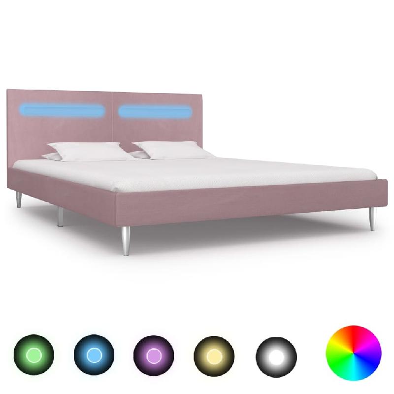 VidaXL Cadre de lit avec LED sans matelas rose tissu 180x200 cm Modèle Servanel - 280980_0