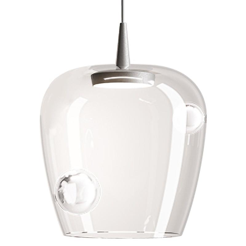 Zafferano Suspension Bilia 27 cm en Verre Borosilicaté Soufflé et Aluminium, LED 8W 3000K, finition Transparente, usage modulaire intérieur - gris_0