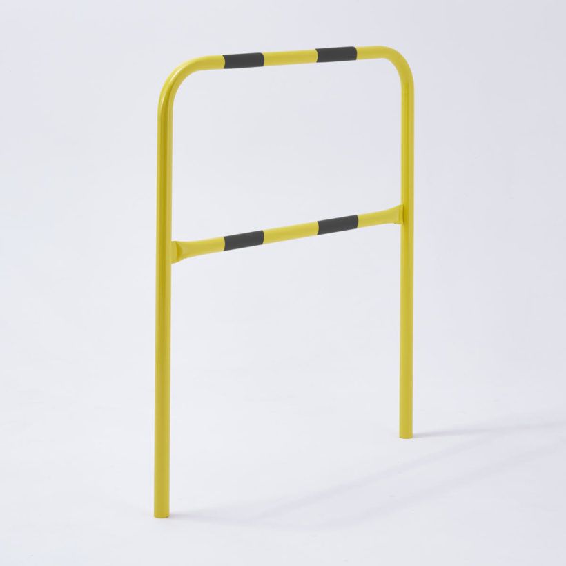 B350zjn barrières urbaines - Mottez - barrière de protection à sceller - jaune avec 4 bandes noires - 1,20m hauteur, 1,00m longueur_0