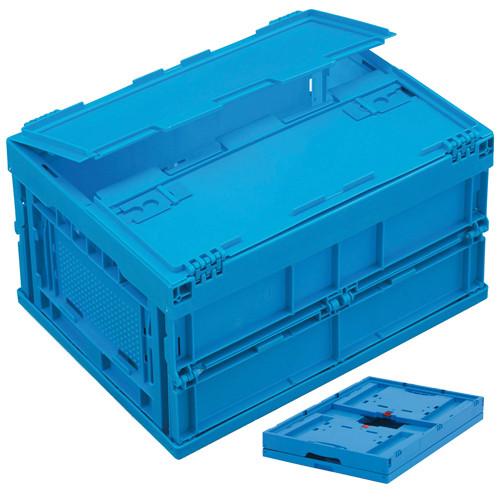 Bac plastique pliable plein bleu 400 x 300 x 230 mm avec couvercle intégré - Réf : BAC147BP4323000_0