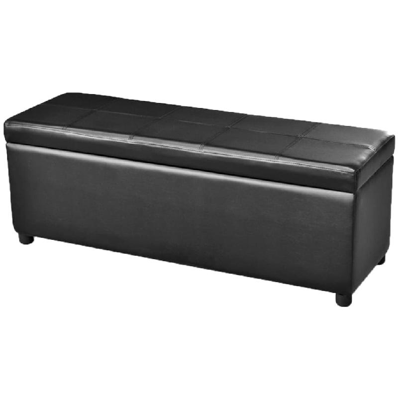 Banc banquette de rangement en bois noir - 116 x 39 x 44 cm avec coussin haute densité - Modèle 02_0010770_0