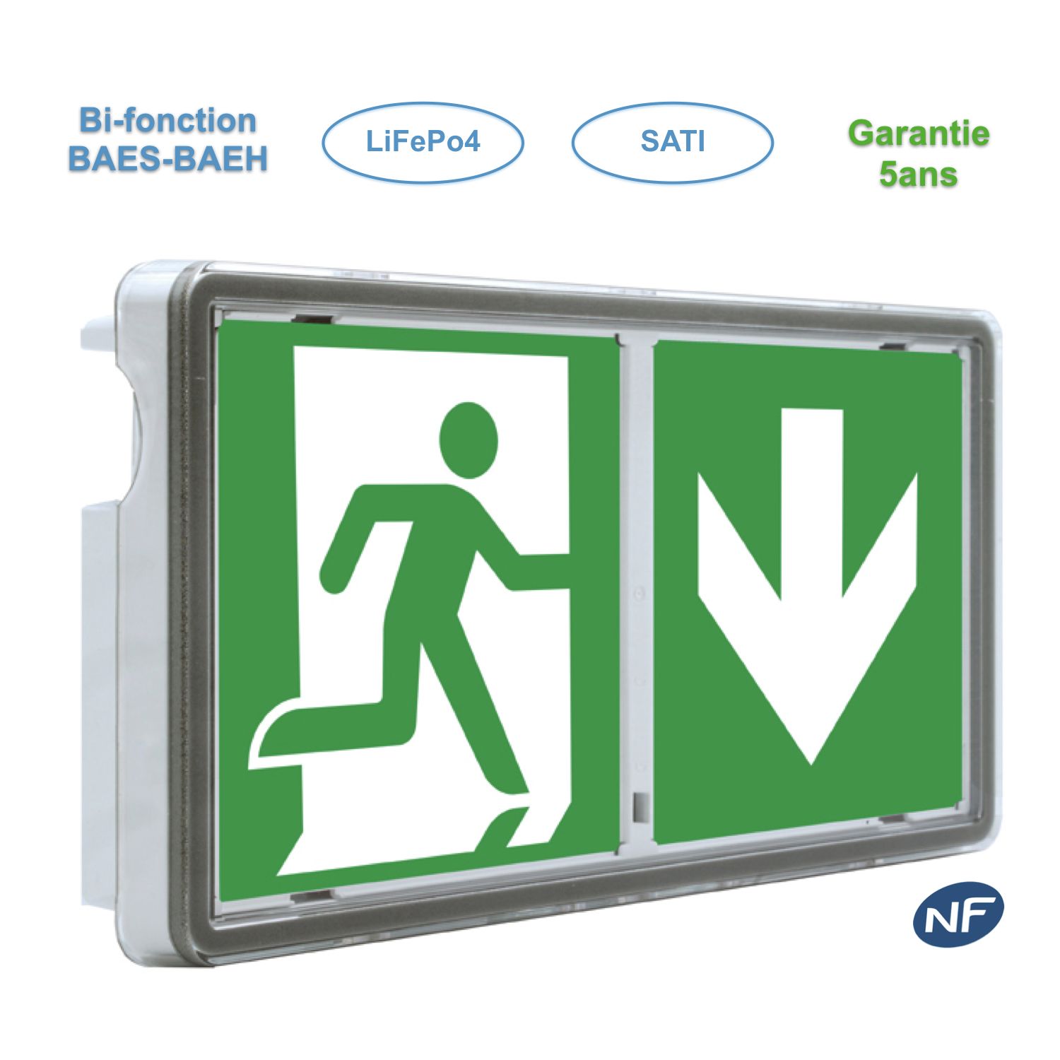 Bloc autonome d'éclairage de sécurité - Bi-fonction BAES-BAEH SATI - Fabrication européenne - Garantie 5 ans_0