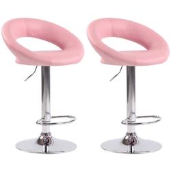 CLP Lot de 2 Tabourets de bar Olinda en similicuir hauteur réglable et siège pivotant Rose/Chrome - violet polyester 320276_0
