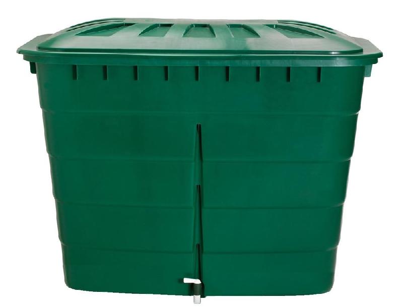 Cuve rectangulaire 520l vert avec couvercle et robinet pe_0