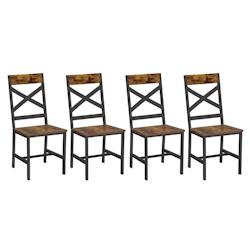 Helloshop26 - Chaises de salle à manger lot de 4 sièges de cuisine cadre en acier ergonomique style industriel pour salon cuisine 12_0004982 - 30002_0
