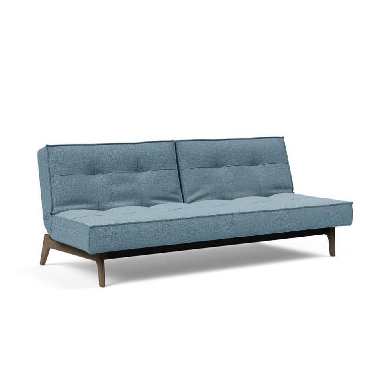 Canapé convertible SPLITBACK EIK - 115x200 cm - Chêne fumé - Tissu Mixed Dance Light Blue - Innovation Living_0