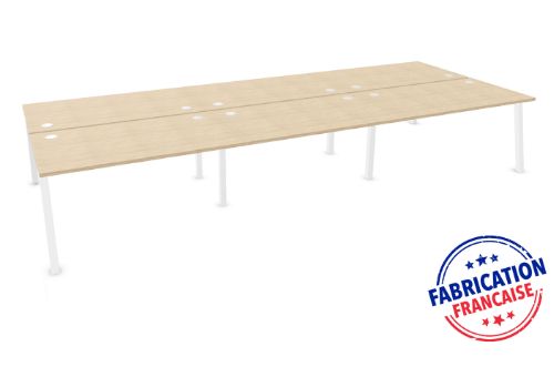 Bureau open space - Partage - Kollori - Bench pour 6 personnes avec plateau mélaminé et piétement métal en A_0