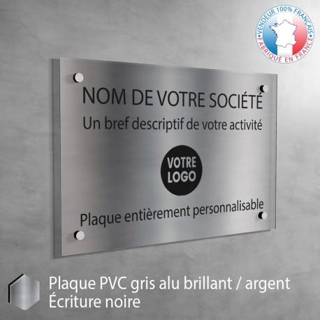 Plaque professionnelle en pvc gris alu brillant à personnaliser | 30 x 20 cm référence: 003-plaque-professionnelle-pvc_0